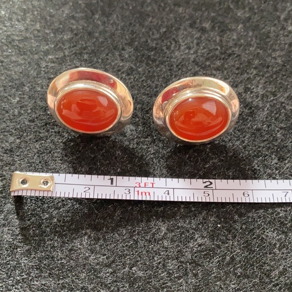 Natural Carnelian jewellery set of earrings and pendant. 925 sterling silver - Picture 9 of 9